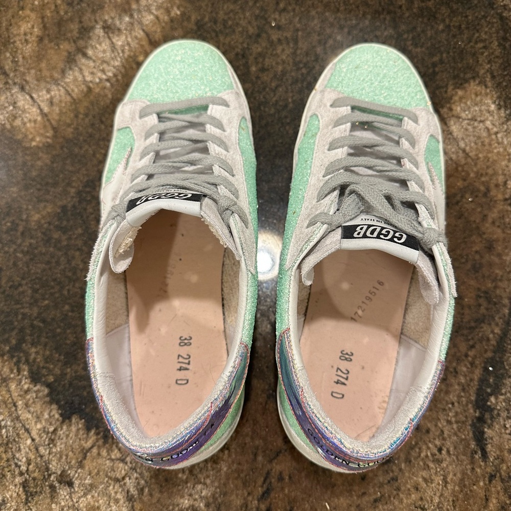 Golden Goose Mint Glitter Superstars. - Picture 6 of 8